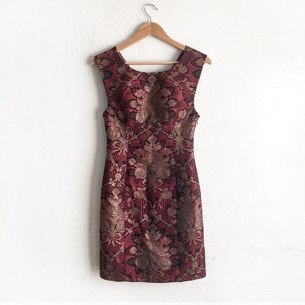 Merlot Brocade Metallic Dress by Tracy Reese